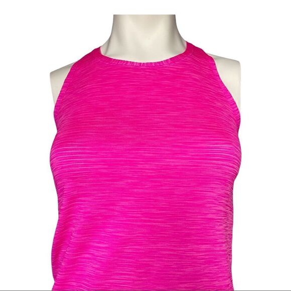 ATHLETA Chi I Pink Racerback Tank Top Shadow Stripe High Neck Light Womens XXS - Picture 3 of 10